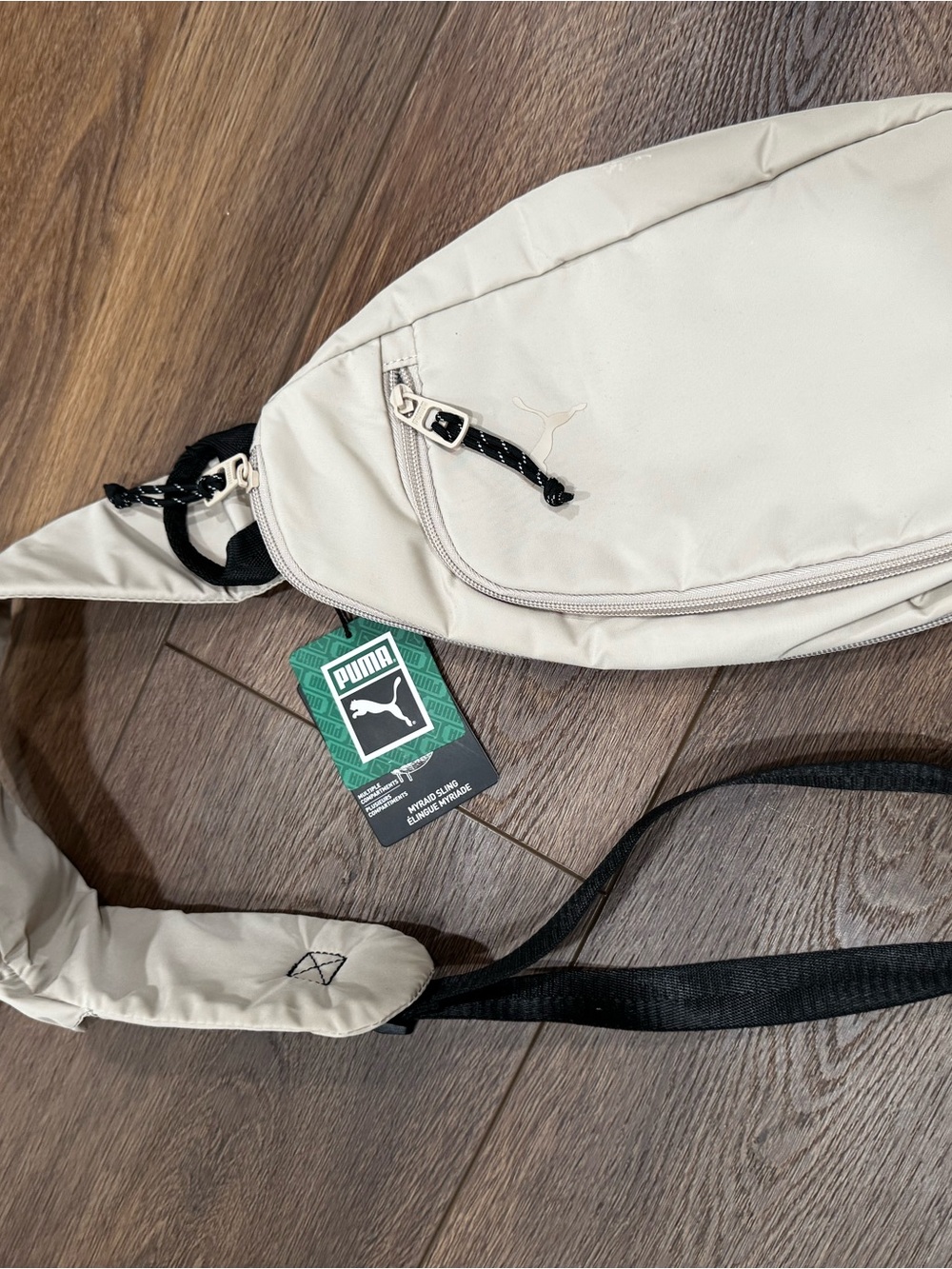 Puma Beige Crossbody Belt Bag with Black Strap